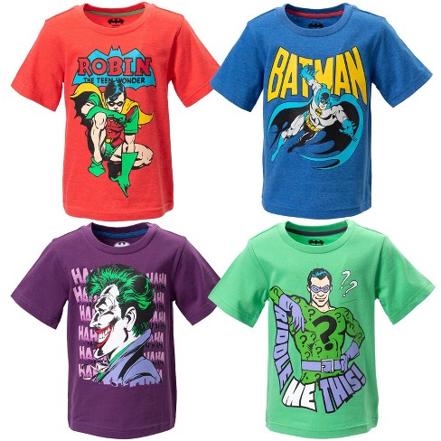 Dc Comics Justice League Robin Batman Riddler 4 Pack Graphic T-shirts  Toddler To Little Kid : Target