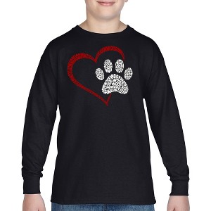 LA Pop Art Paw Heart - Boy's Word Art Long Sleeve T-Shirt - 1 of 4
