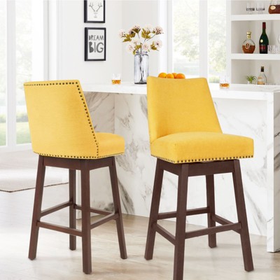 Hyleory 29.5'' Solid Wood Swivel Bar Stool(Set of 2)