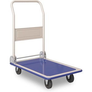 Folding Trolley, Portable Utility Cart with 6 Wheels/Extension Base/Elastic Cord, 500lbs, Ideal for Moving/Shopping/Travelling/Home Use, Black - 1 of 4