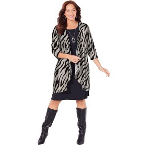 Catherines Women's Plus Size Chevron Shadow Jacket Dress - 1 of 4