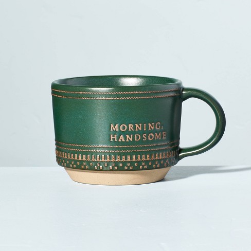 15oz Stoneware Morning Handsome & Morning Beautiful Decorative Trim Mugs - Hearth & Hand™ with Magnolia - image 1 of 3