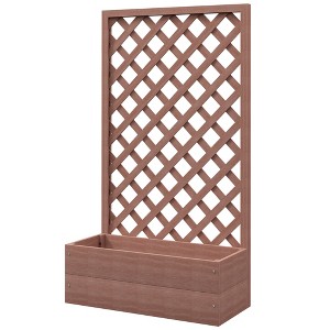 Trellis Planter Box for Climbing Plants, Raised Garden Bed w/ Trellis Lattice for Outdoor Garden - 1 of 4