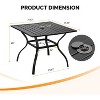 VINGLI 36" Square Patio Table for 4, Metal Outdoor Dining Table with Umbrella Hole, All-Weather Patio Dining Table Outdoor Table for Garden, Backyard - 3 of 4