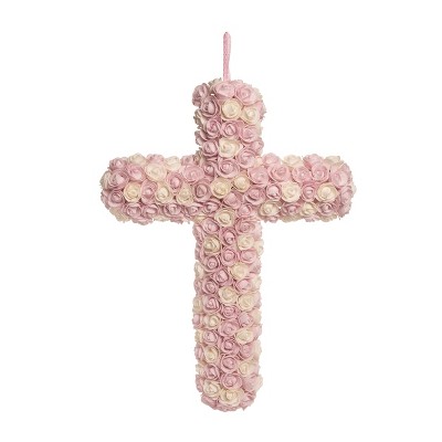 Transpac Foam 23 in. Pink Easter Rosette Cross