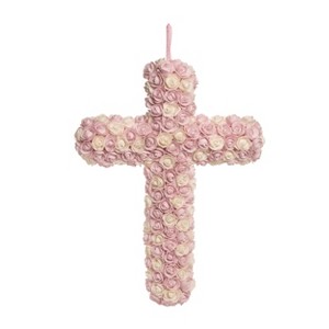 Transpac Foam 23 in. Pink Easter Rosette Cross - 1 of 2