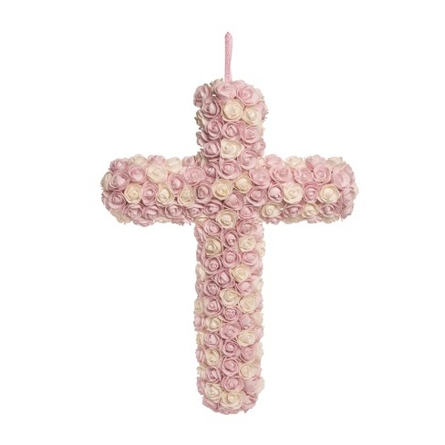 Transpac Foam 23 in. Pink Easter Rosette Cross - image 1 of 2