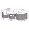 vidaXL 9 Piece Patio Sofa Set with Cushions Black Poly Rattan - Black and Cream 2x Middle + 4x Corner + Table - 3 of 4