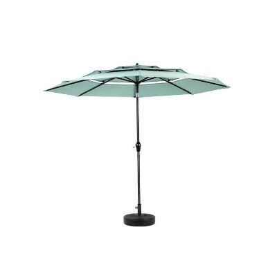 XINGHANZHENXUAN khaki 3-Tier Auto-Tilt Patio Umbrella, Outdoor Market Table Umbrella with Crank Handle for Deck, Pool, Garden