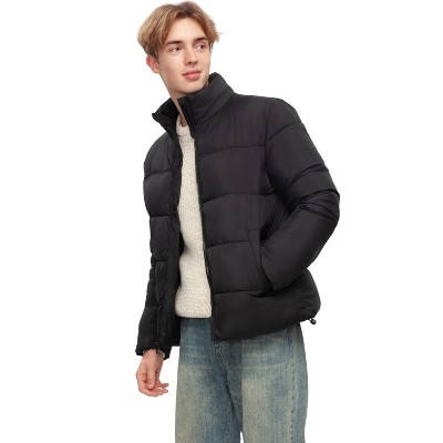 Мужские куртки Rokka&Rolla Men's Solid Puffer Coat Stand Up Collar Jacket-Black, size Large — фото 6