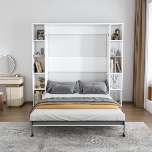 GDFStudio Elisha Modern Wall-Mounted Murphy Bed with Cabinet Design, Hydraulic Lift System - 1 of 4