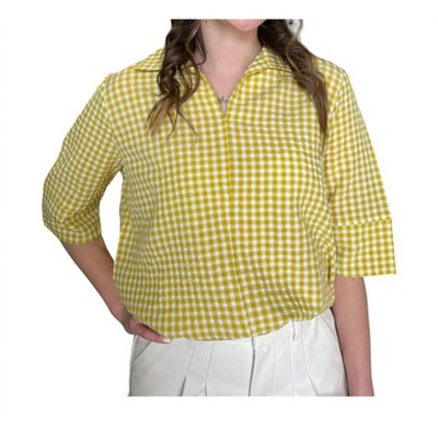 Women's Gingham Collared Top - Before You
