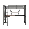 PAGED Twin Size Loft Bed with Desk Modern Metal Bed Frame with Storage Shelf and Inclined Ladder for Bedroom - 3 of 4
