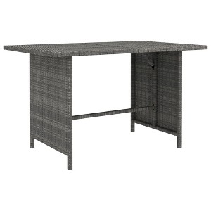 vidaXL Patio Dining Table Gray 43.3"x27.6"x25.6" Poly Rattan - 1 of 4