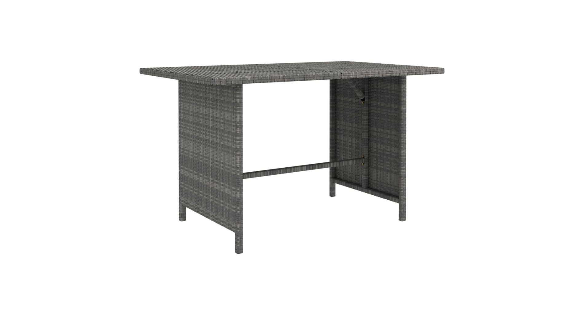Dining Table Grey PE rattan, Powder-Coated Steel Medium vidaXL