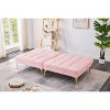 VASIP  Teddy Fabric Convertible Sofa Bed,Gold Metal Leg Futon with Modern Accent,for Living Room & Guest Room,White - 3 of 4