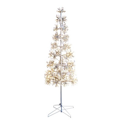 Season's Designs 6 Ft Snowflake Light Cluster Tree with Metal Stand 228 LED Cool White & Blue Flashing Lights Indoor/Outdoor Christmas Decoration