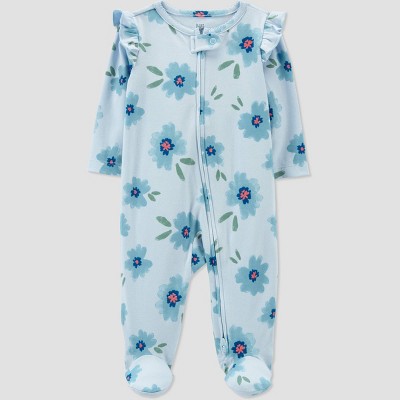 Carter's Just One You® Baby Girls' Floral Footed Pajama - Blue 3M