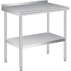 Acekool 36" x 24" Stainless Steel Prep Table with Backsplash, Adjustable Undershelf & 4 Caster Wheels, Commercial-Grade Work Table - 2 of 4