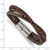 Black Bow Jewelry Stainless Steel, Brown Tiger's Eye & Brown Leather Bracelet, 8.25 Inch - 4 of 4