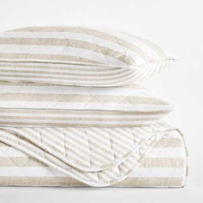 Becky Cameron All Season Coverlet Set – Super Soft Quilted Bedding in Classic Stripe Pattern by Becky Cameron, Classic Stripe Natural, Twin/Twin Extra Long — фото 8
