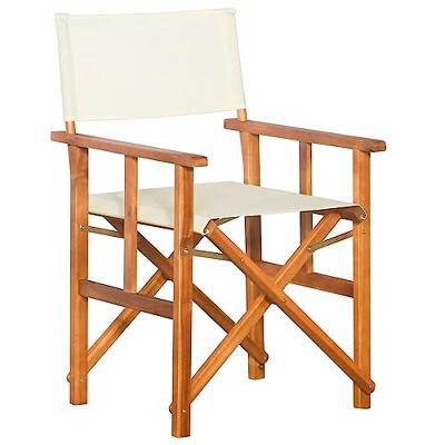vidaXL Foldable Director's Chair - Solid Acacia Wood, Weather-Resistant, Polyester Seat, Backrest,
