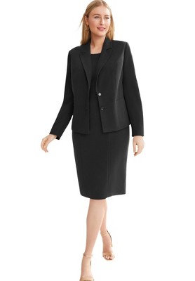 Jessica London Women's Plus Size 2-piece Single Breasted Jacket Dress, 30 W  - Black : Target