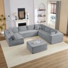 Mjkone Corduroy 141'' Deep Seat Modular Sectional Sofa, Modern 8-Seater U-Shape Sofa Couch with Moveable Ottoman - 2 of 4