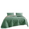 Home Mart Goods 3 Piece Green Reversible Quilt Coverlet Bedspread Bedding Set - 2 of 4