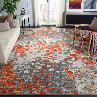 Monaco Abstract Geometric Grey/Orange 8' x 11' Area Rug