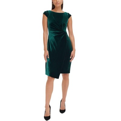 Vince Camuto Womens Velvet Ruched Bodycon Dress