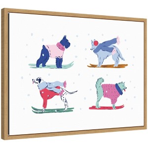 Kate & Laurel All Things Decor Sylvie Framed Canvas Ski Dogs 2 by Krissy Mast - 1 of 4