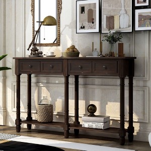 NicBex 2 Drawer Console Table with 2 Open Bottom Shelves,Entryway Table with Black Round Deco Knobs,Modern Couch Table for Living Room - 1 of 4