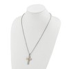 Chisel Stainless Steel Brushed Polished and Hammered Yellow IP-plated with Cubic Zirconia Cross Pendant Necklace 24" Box Chain - 4 of 4