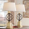 Regency Hill Traditional Table Lamps 31.5" Tall Set of 2 Gold Black Metal White Empire Open Cage Pedestal Living Room Bedroom House Bedside - 2 of 4