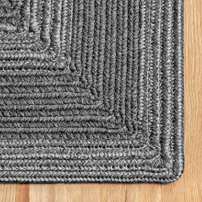 Charcoal Geometric Braided Synthetic Area Rug, 52" x 24"