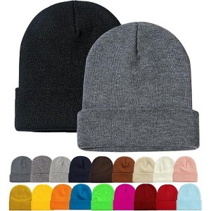 MSDC 1&2 Pack Beanie for Men Women Slouchy Beanie Hats Winter Knit Caps Soft Ski Hat Unisex - 1 of 4