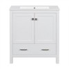 Bathroom vanity set with ceramic sink, modern bathroom cabinet, soft-close doors and drawers, hardwood frame. - 3 of 4