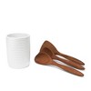 Nambe x Tom Papa Breaking Bread Canister with Acacia Wood Utensils - Contemporary Stoneware Kitchen Tool Holder, Includes Round Spoon - 3 of 4