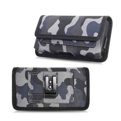 LUXMO Large Horizontal Universal Nylon Pouch w/ Dual Card Slots - Grey Camo
