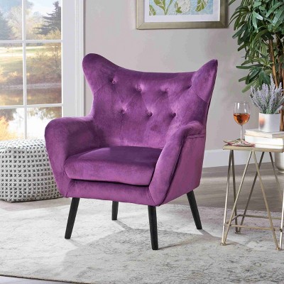 CAVINAS Velvet Accent Chair with Mid-Height Curved Backrest,Modern Upholstered Living Room Chairs,Reading Chairs for Living Room