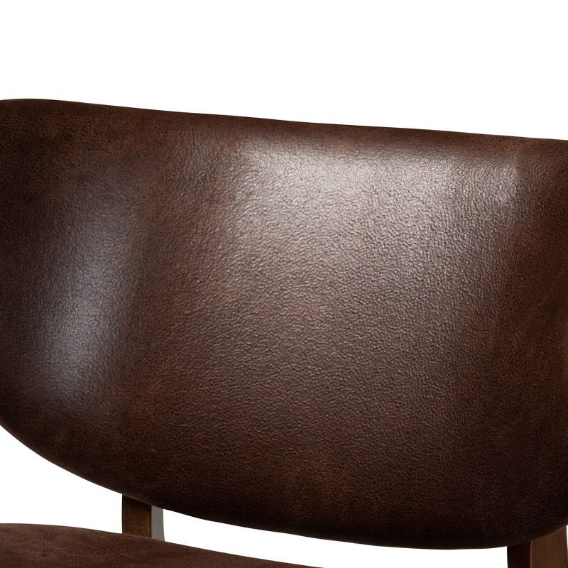 Marcos Faux Leather and Wood Living Room Accent Chair Dark Brown/Walnut Brown - Baxton Studio, 6 of 11