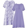 Collections Etc 2-Pack Pretty Paisley Print Short-Sleeve Henley Gown - 4 of 4