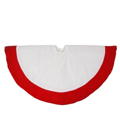 Northlight 26" Traditional White and Red Velveteen Christmas Tree Skirt