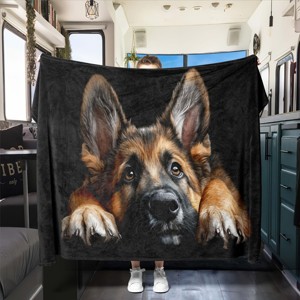 Resting German Shepherd Pattern Interior Decoration All-Season Car Nap Blanket Fleece Throw Blanket Christmas Gifts - 1 of 4