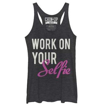 Women's Chin Up Work Out On The Beach Racerback Tank Top - Tahiti Blue ...