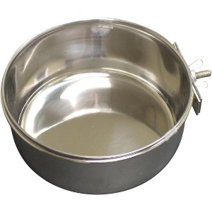 QT Dog Stainless Steel Pet Bowl Coop Cup with Clamp - 5 oz - 1 of 2