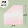 Sparkle and Bash 100 Pack Ombre Cocktail Napkins for Girl Baby Shower, Wedding, Birthday Party (5 x 5 in, Light Pink) - 4 of 4