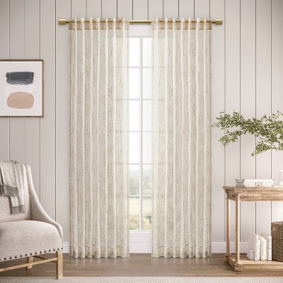Warm Beige Cotton Velvet Window Curtain Panel with Lining 48x84