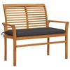 vidaXL Patio Bench with Cushion Seating for Outdoor Garden Solid Wood Teak - Anthracite - 2 of 4